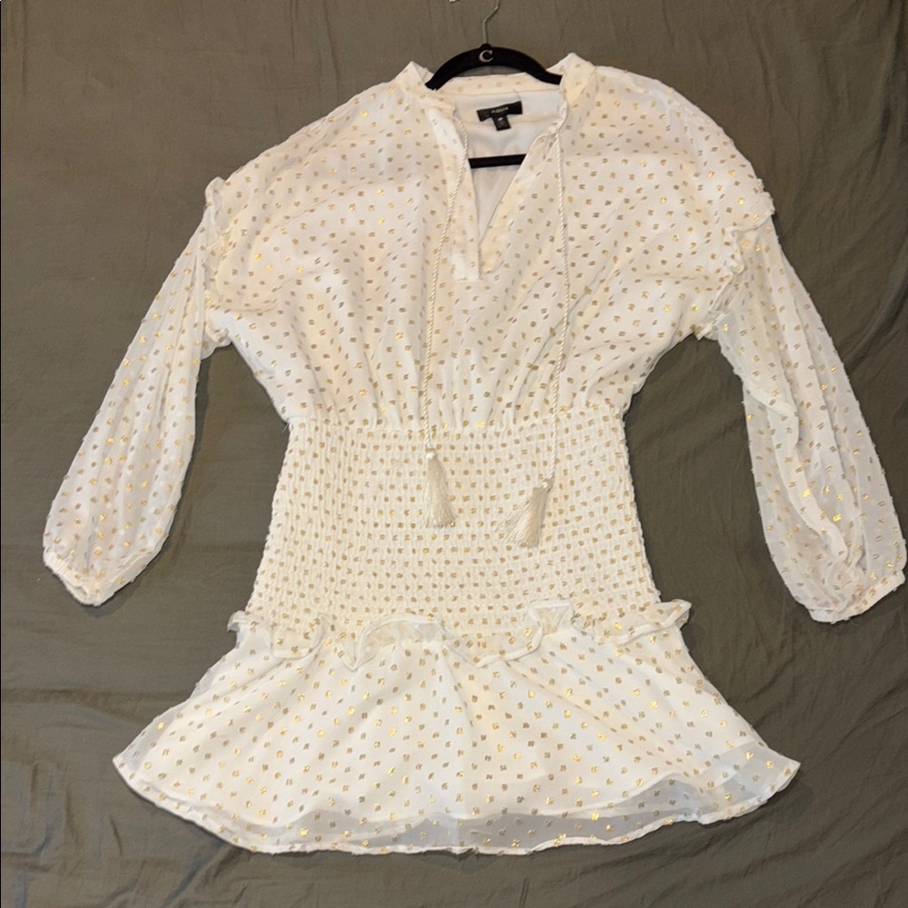 Aqua White and Gold Patterned Top